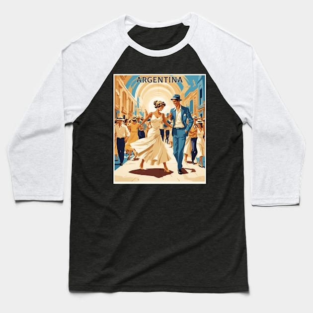 Street Tango Dancing Argentina Vintage Tourism Poster Baseball T-Shirt by TravelersGems